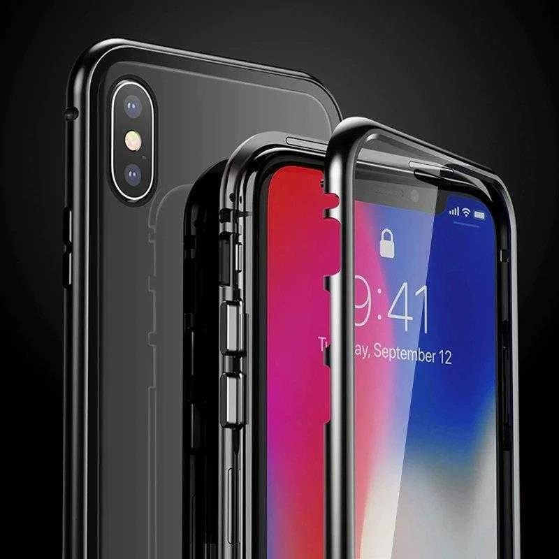 Wozinsky Full Magnetic Full Body Front and Back with built-in glass Vivo X60 dėklas telefonui juodos spalvos-dėklas telefonui skaidrus