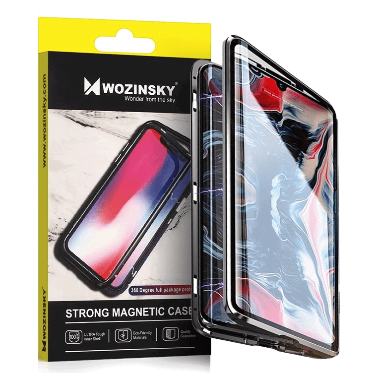 Wozinsky Full Magnetic Full Body Front and Back with built-in glass Vivo X60 dėklas telefonui juodos spalvos-dėklas telefonui skaidrus