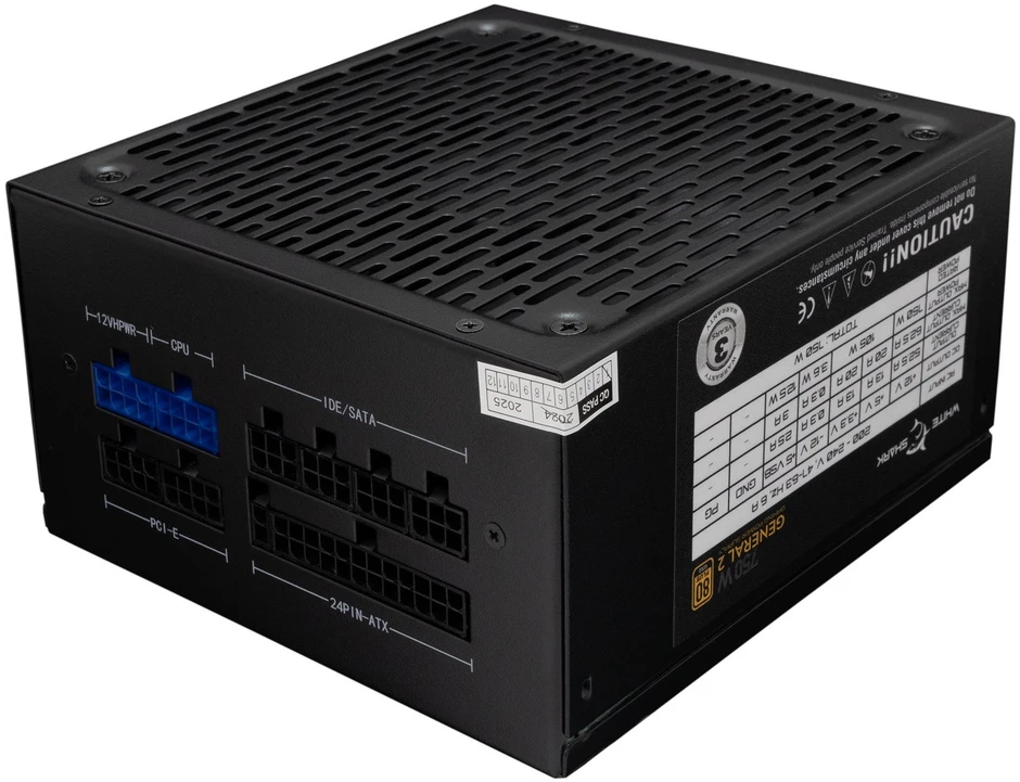 White Shark Visiškai modulinis kompiuterio maitinimo blokas Baltas Shark General-2, 750 W, juodas