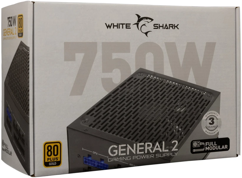 White Shark Visiškai modulinis kompiuterio maitinimo blokas Baltas Shark General-2, 750 W, juodas