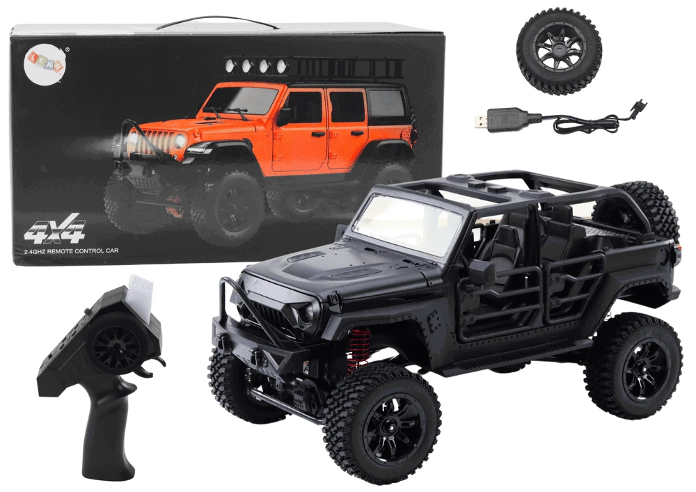 Lean Toys Juodas nuotoliniu būdu valdomas 4x4 visureigis 2.4G RC
