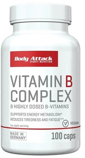 Body Attack Vitamin B-Kompleksas 100 Kapsulių