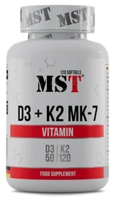 MST Vitaminas D3 + K2 + MK-7 120 Kapsulių