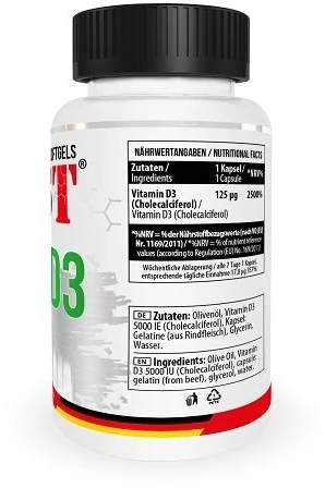 MST Vitaminas D3 5000IU 120 Minkštųjų želatinos kapsulių