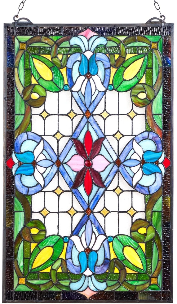 VEVOR Vitražo Panelis, Dekoratyvinis Pakabinamas Menas Namams, Privatumo Langų Uždanga, 73.1 x 42.9 cm, Spalvotas Šviesos Filtras, Vitražinis Langas, Dekoracija