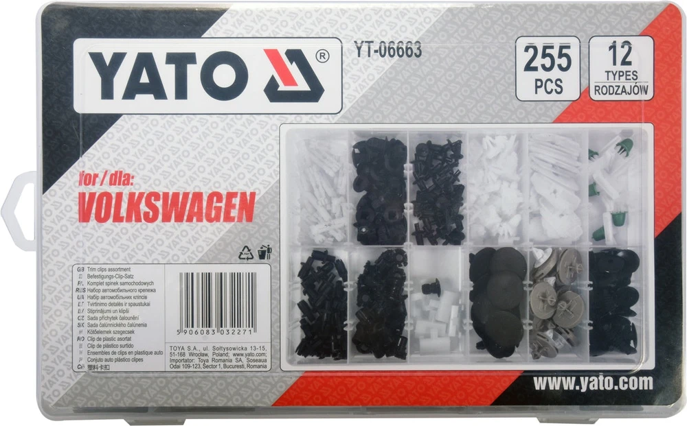 Yato „Volkswagen“ apdailos spaustukų rinkinys, 255 vnt. (YT-06663)