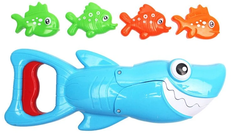 Lean Toys Maudymosi žaidimų rinkinys - mėlyna ryklys ir žuvys