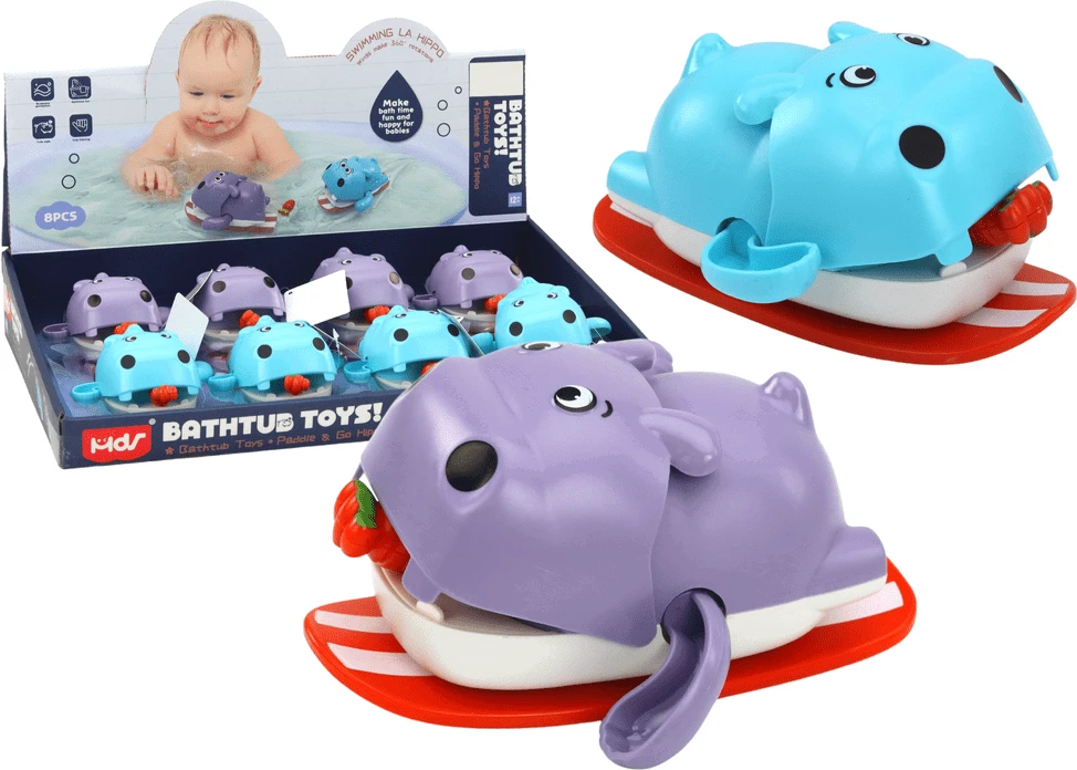 Vonios žaislas Begemotas ant banglentės Lean Toys, 1 vnt.