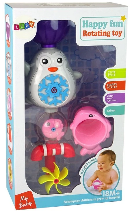 Vandens žaislas vaikams Lean Toys su pingvinu ir gėle