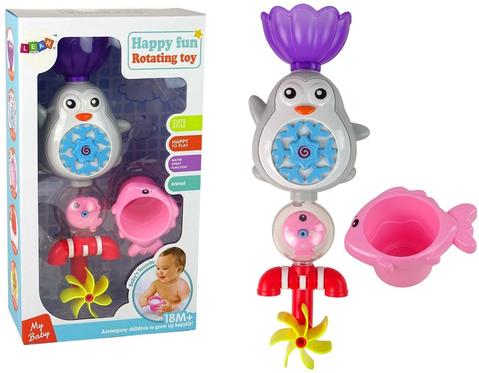 Vandens žaislas vaikams Lean Toys su pingvinu ir gėle