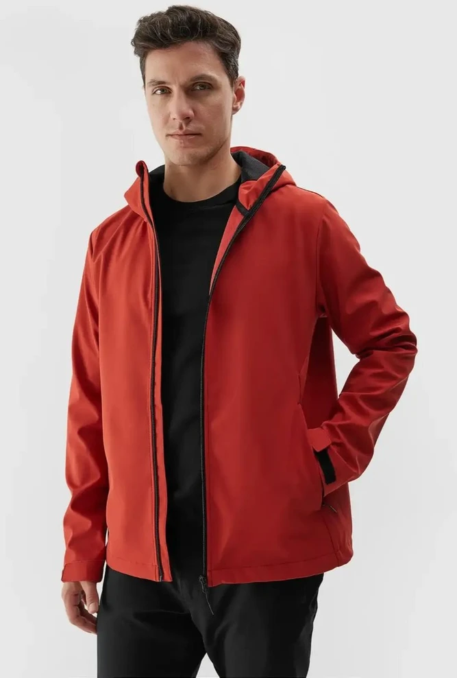 Vyriška 4F“ raudona softshell striukė su gobtuvu