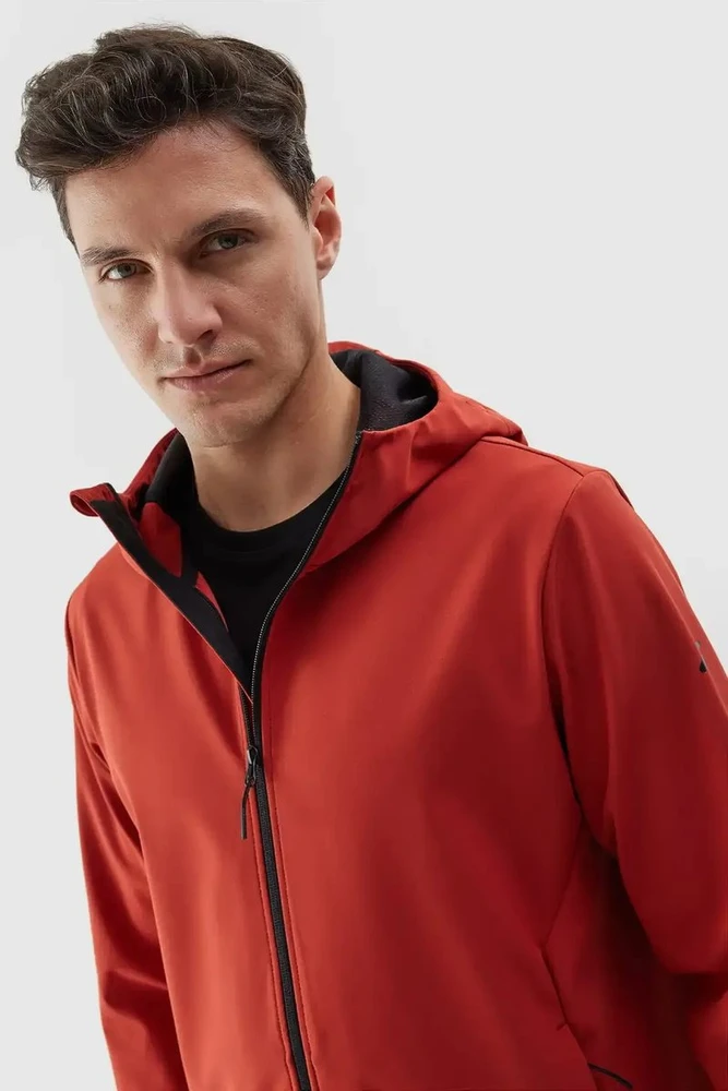 Vyriška 4F“ raudona softshell striukė su gobtuvu