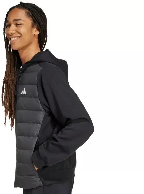 Vyriška adidas Essentials Climawarm hibridinė pūkinė striukė su gobtuvu, juoda KA5251