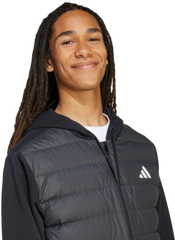 Vyriška adidas Essentials Climawarm hibridinė pūkinė striukė su gobtuvu, juoda KA5251