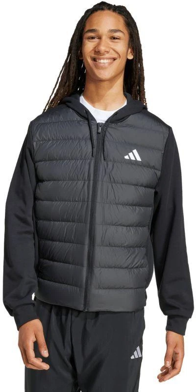Vyriška adidas Essentials Climawarm hibridinė pūkinė striukė su gobtuvu, juoda KA5251