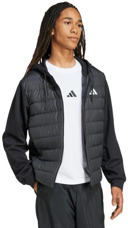 Vyriška adidas Essentials Climawarm hibridinė pūkinė striukė su gobtuvu, juoda KA5251