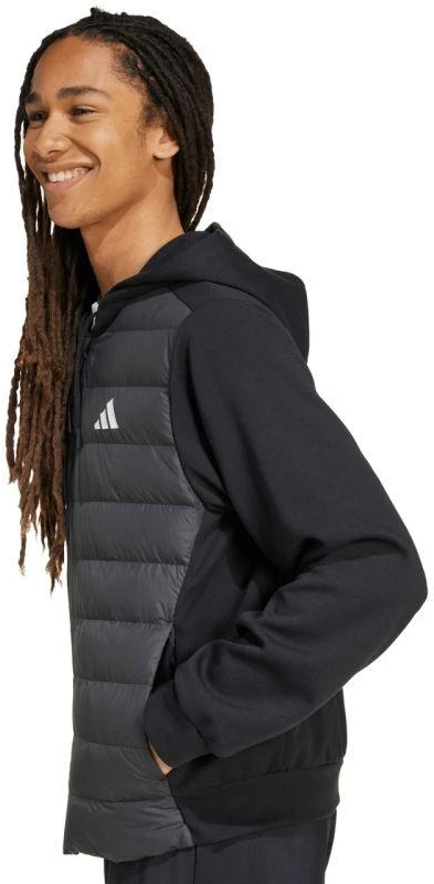 Vyriška adidas Essentials Climawarm hibridinė pūkinė striukė su gobtuvu, juoda KA5251