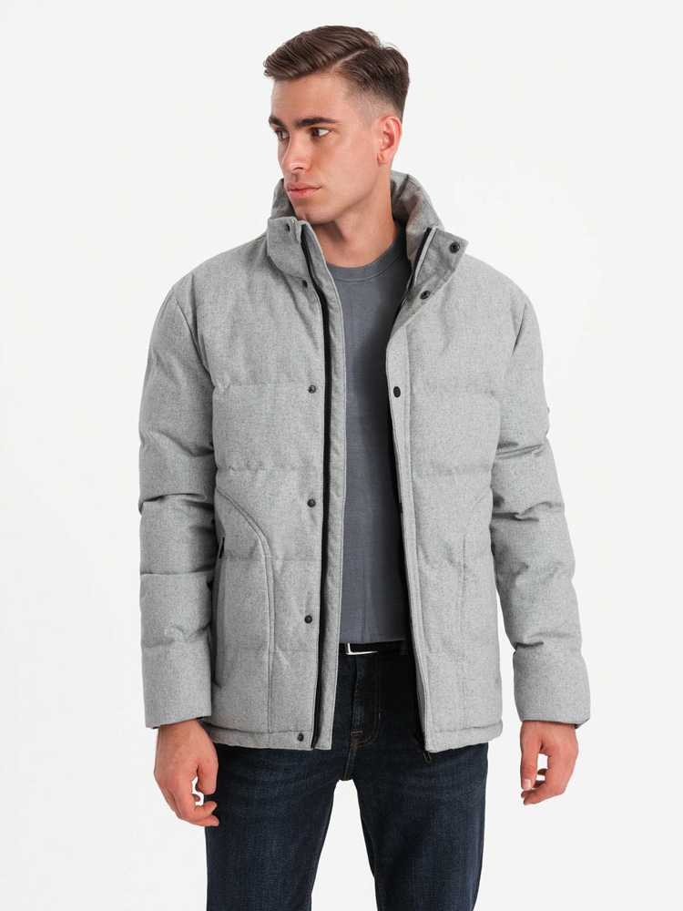 Vyriška lengva striukė su tinklelio pamušalu ir gobtuvu - pilka