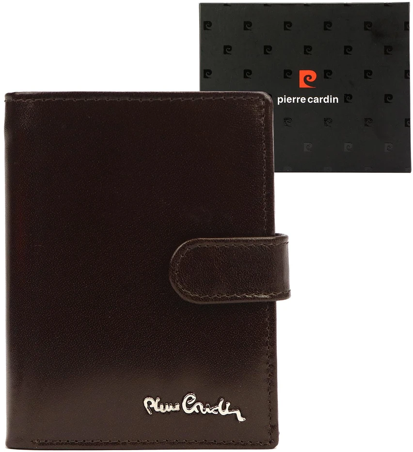 Vyriška natūralios odos piniginė Pierre Cardin, 10,5 × 13 × 3 cm, ruda