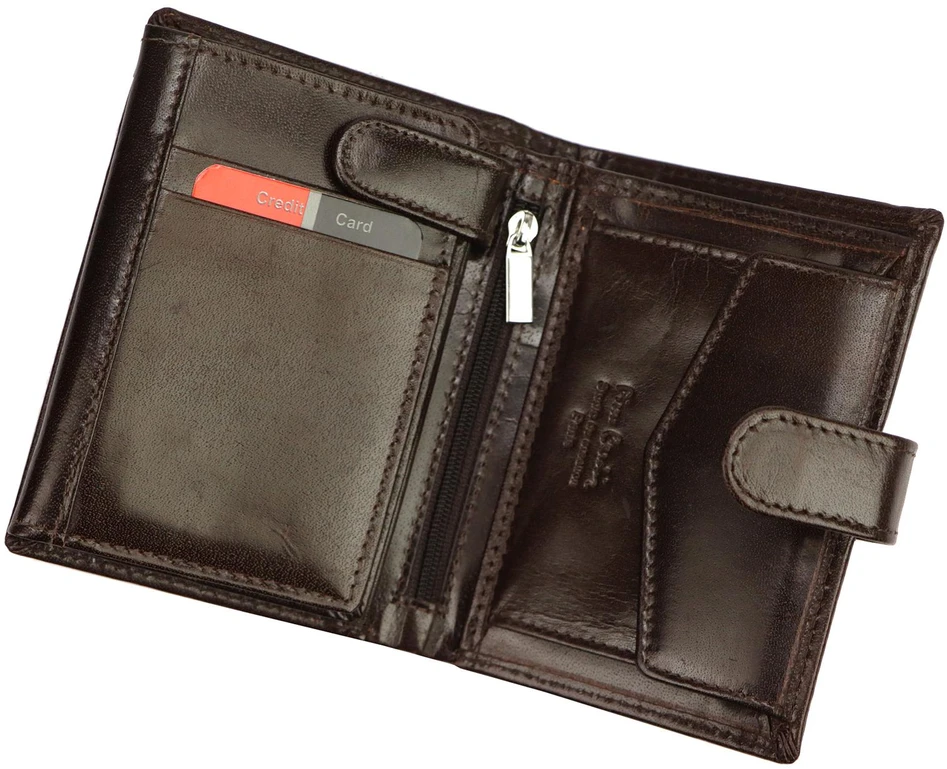 Vyriška natūralios odos piniginė Pierre Cardin, 10,5 × 13 × 3 cm, ruda