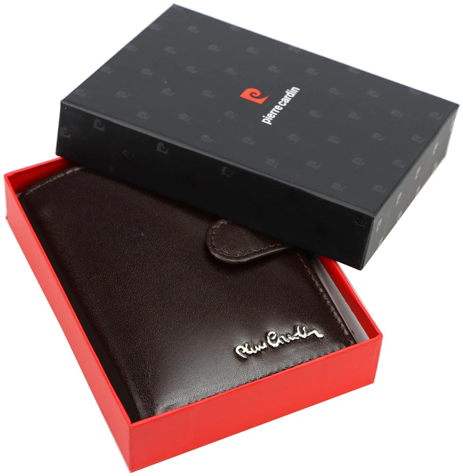 Vyriška natūralios odos piniginė Pierre Cardin, 10,5 × 13 × 3 cm, ruda