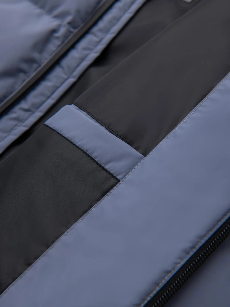 Vyriška pašiltinta puffer striukė su gobtuvu, šviesiai mėlyna