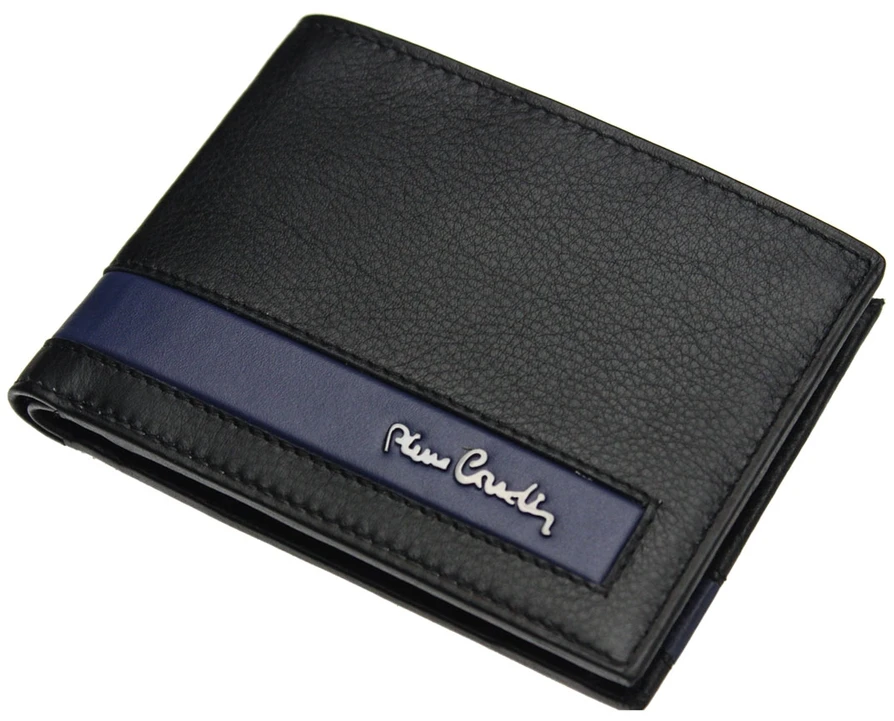 Natūralios odos vyriška piniginė RFID Pierre Cardin CB TILAK26 8806, juoda/mėlyna