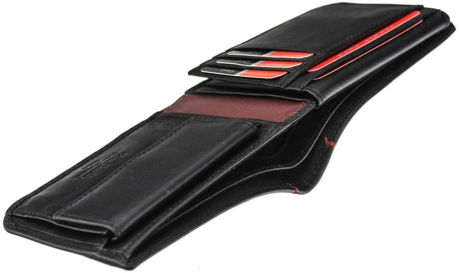 Natūralios odos vyriška piniginė Pierre Cardin TILAK35 8806, juoda/raudona