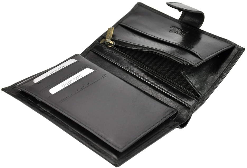 Odinis, juodas vyriškas piniginė su užtrauktuku ir RFID sistema - Rovicky