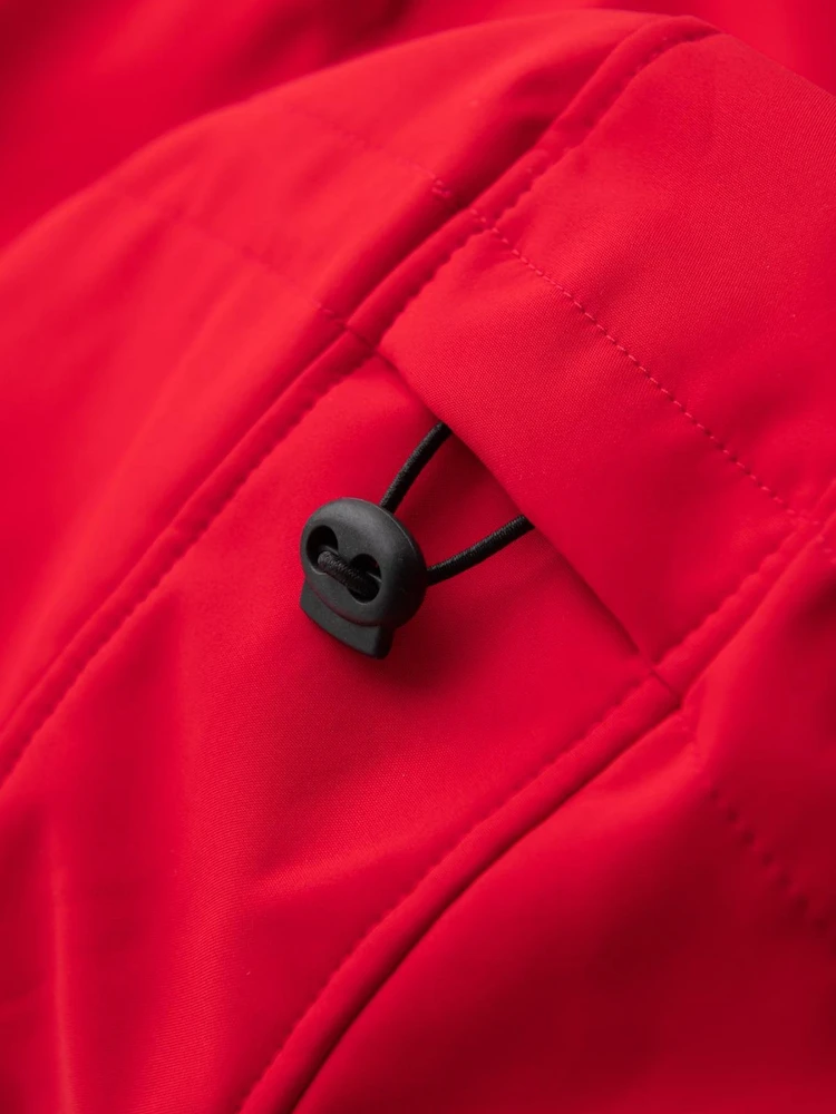 Vyriška raudona softshell striukė su gobtuvu ir fleece pamušalu