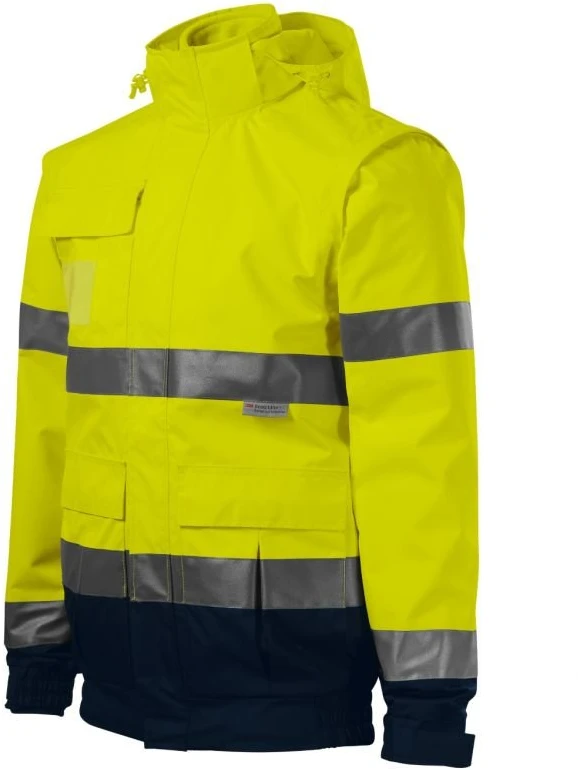 Vyriška signalinė striukė 4 viename Rimeck HV Guard, geltona