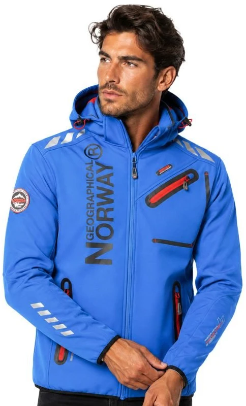 Vyriška softshell striukė Geographical Norway, ryškiai mėlyna ir raudona