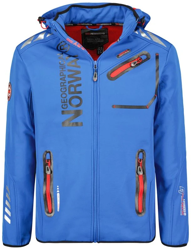 Vyriška softshell striukė Geographical Norway, ryškiai mėlyna ir raudona
