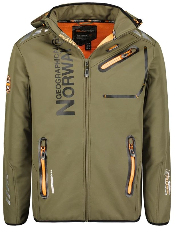 Vyriška softshell striukė Geographical Norway, chaki ir oranžinė