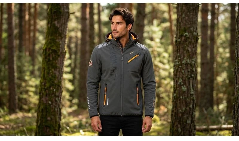 Vyriška softshell striukė Geographical Norway Royaute, tamsiai pilka ir oranžinė