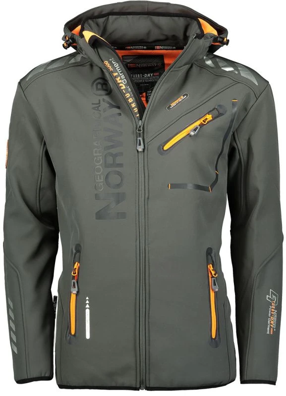 Vyriška softshell striukė Geographical Norway, tamsiai pilka ir oranžinė