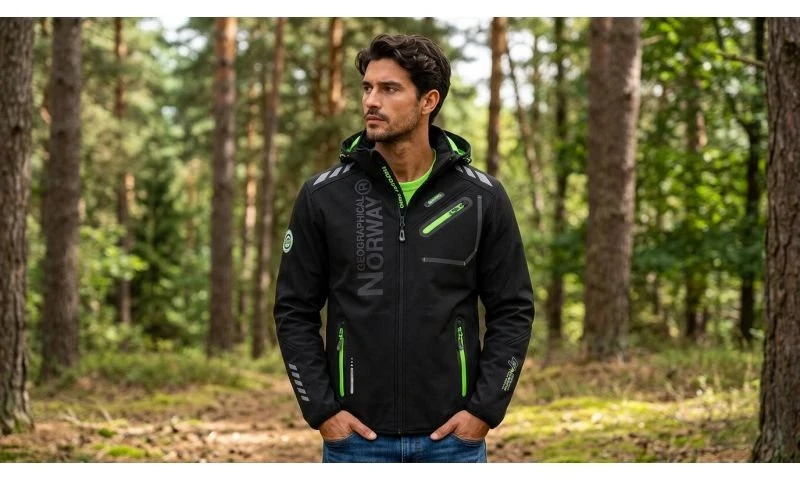 Vyriška softshell striukė Geographical Norway, juoda ir žalia