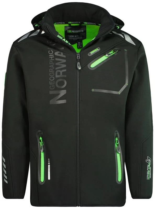 Vyriška softshell striukė Geographical Norway, juoda ir žalia
