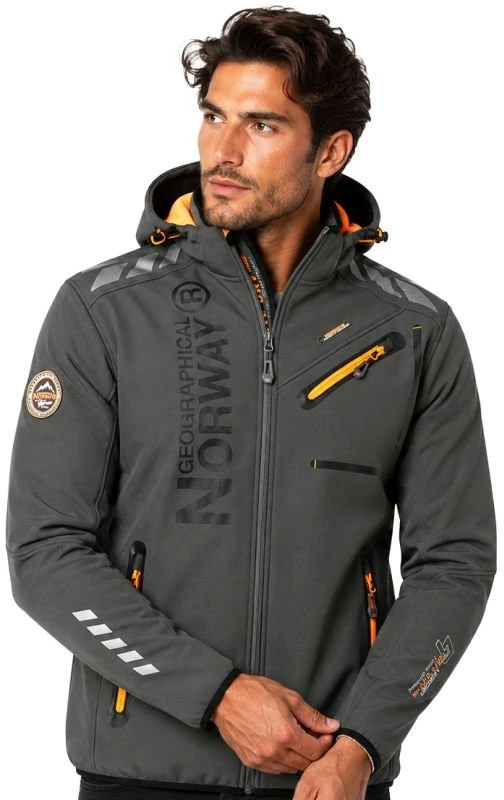 Vyriška softshell striukė Geographical Norway Royaute, tamsiai pilka ir oranžinė