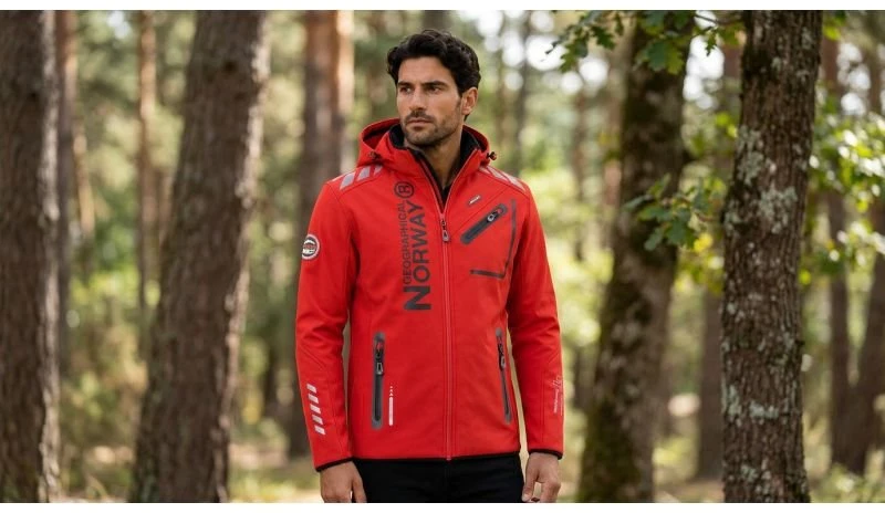 Vyriška softshell striukė Geographical Norway Royaute, raudona ir juoda