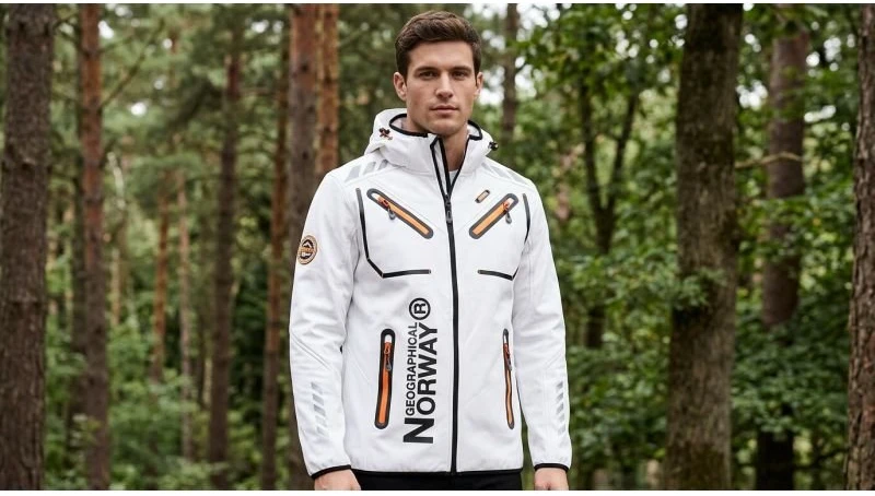 Vyriška softshell striukė Geographical Norway Rainbow, balta