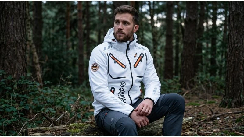 Vyriška softshell striukė Geographical Norway Rainbow, balta