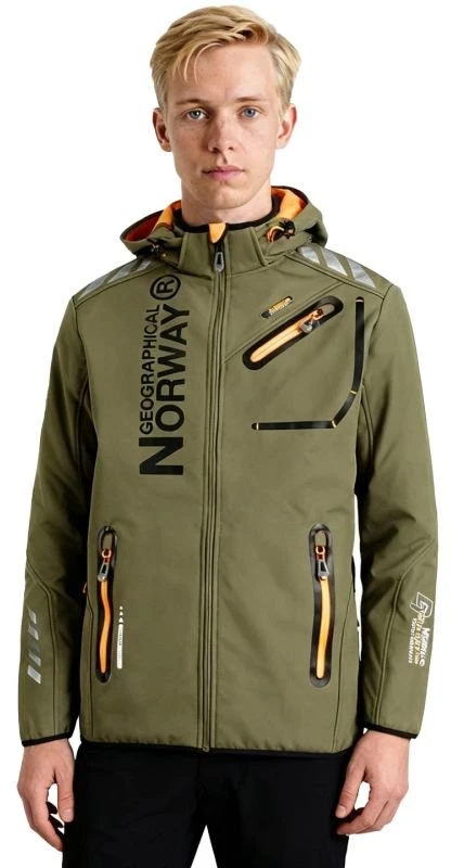 Vyriška softshell striukė Geographical Norway, chaki ir oranžinė