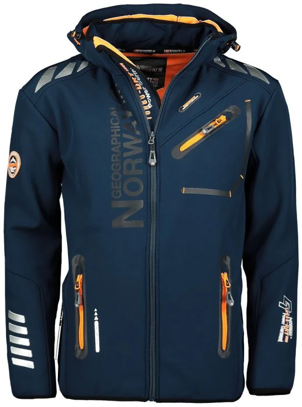Vyriška softshell striukė Geographical Norway, tamsiai mėlyna ir oranžinė