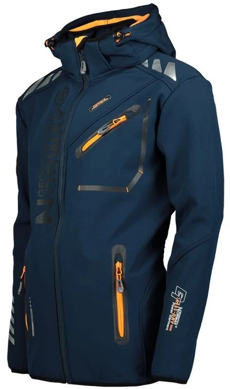 Vyriška softshell striukė Geographical Norway, tamsiai mėlyna ir oranžinė