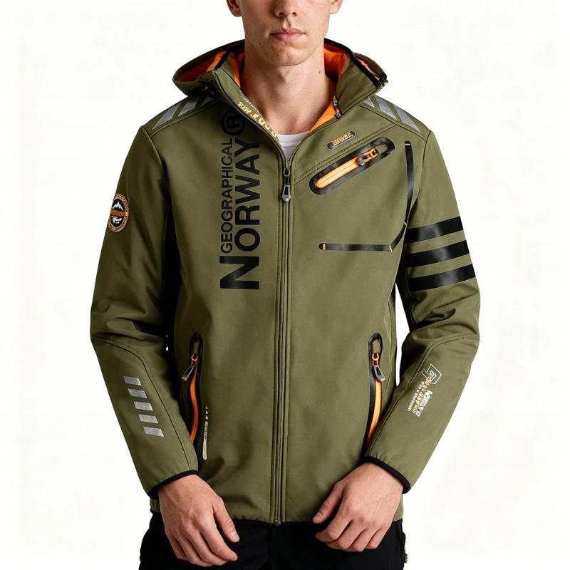 Vyriška softshell striukė Geographical Norway, chaki ir oranžinė
