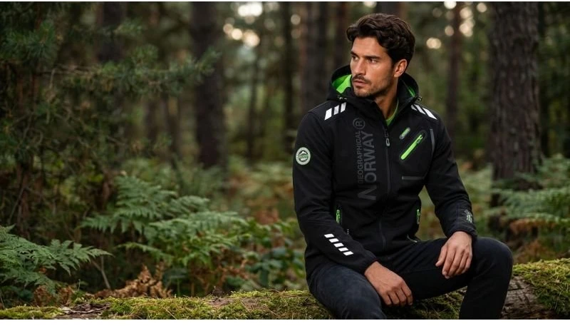 Vyriška softshell striukė Geographical Norway, juoda ir žalia