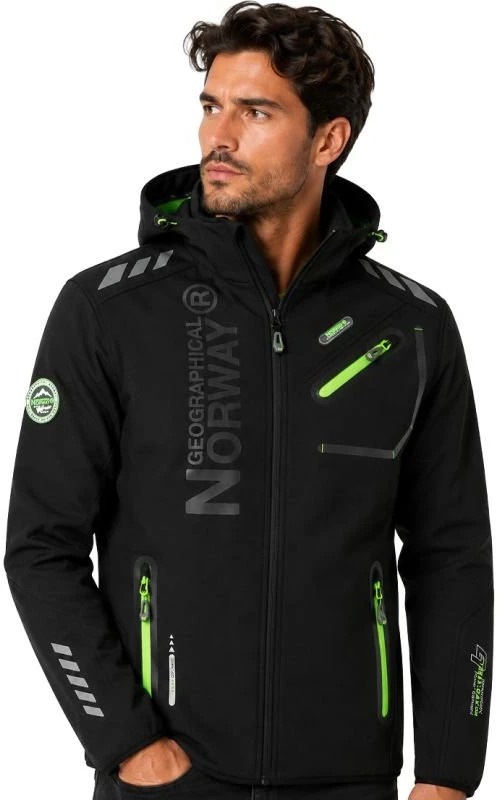 Vyriška softshell striukė Geographical Norway, juoda ir žalia