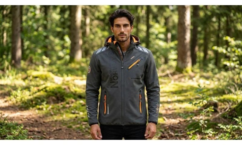 Vyriška softshell striukė Geographical Norway Royaute, tamsiai pilka ir oranžinė