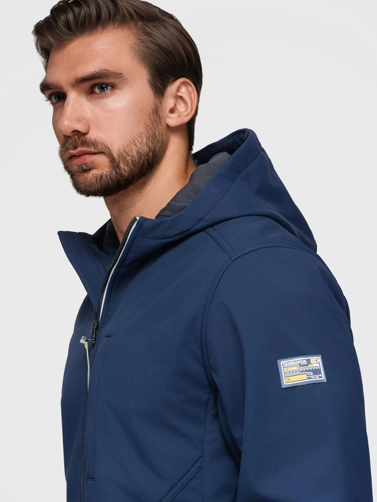 Vyriška softshell striukė su flisiniu vidumi Ombre, tamsiai mėlyna